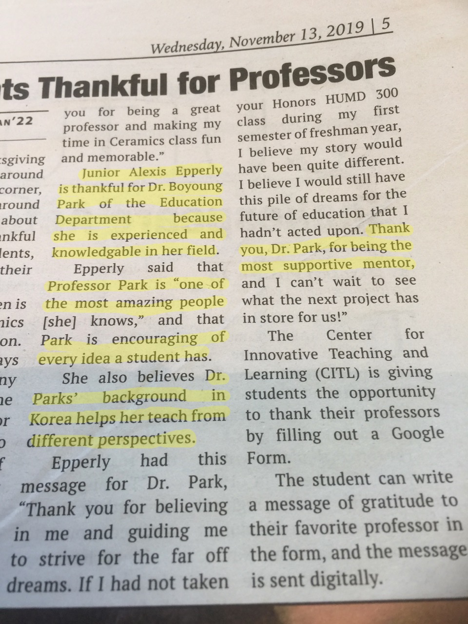 우리 학교 신문에 실린 추수감사절 특집 기사 우리 학교 신문에 실린 추수감사절 특집 기사